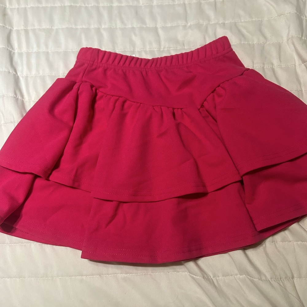SHEIN tween girl two tier ruffle skirt size 10 in hot pink